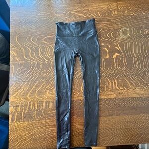 SPANX Women's Faux Leather Shiny Black Leggings